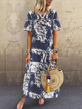 Bohemia style Printed round neck short sleeves maxi dresses