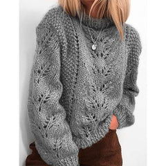 Fashion Pure High collar Long sleeve Hollow out Knit Sweaters
