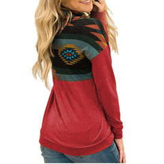 Fashion Gored Print High collar Long sleeve Hoodies Sweatshirts