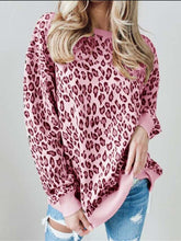 Casual Loose Leopard print Round neck Long sleeve T-Shirts