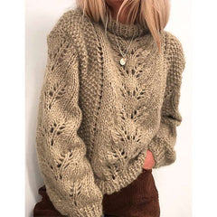 Fashion Pure High collar Long sleeve Hollow out Knit Sweaters