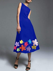 Bohemian round neck Elegant Flower Print Skater Dresses
