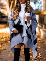Casual Loose Stripe print Irregular Cappa Coats