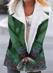 Fashion Print Plush Lapel Long sleeve Coats