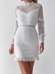 Women Elegant soluble lace wrap hip bodycon dresses