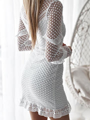 Women Elegant soluble lace wrap hip bodycon dresses