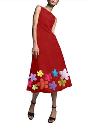 Bohemian round neck Elegant Flower Print Skater Dresses