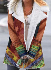 Fashion Print Plush Lapel Long sleeve Coats