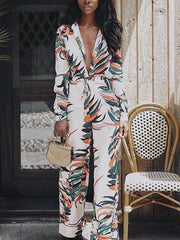 Sexy deep v fashion printed jumpsuits