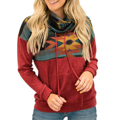 Fashion Gored Print High collar Long sleeve Hoodies Sweatshirts