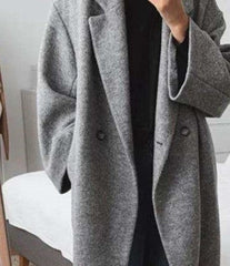 Fashion Pure Lapel Long sleeve Woollen Trench Coats