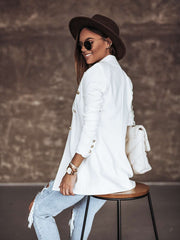 Casual Pure Lapel Long sleeve Double-breasted Blazer