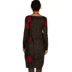 Casual Loose Retro print Round neck Long sleeve Shift Dresses