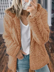 Fashion Casual Pure Hoodie Plush Long sleeve Coats