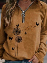 Fashion Casual Retro print Zipper Long sleeve T-Shirts