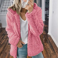 Fashion Casual Pure Hoodie Plush Long sleeve Coats