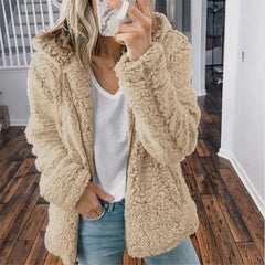 Fashion Casual Pure Hoodie Plush Long sleeve Coats