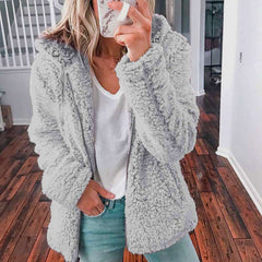 Fashion Casual Pure Hoodie Plush Long sleeve Coats