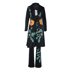 Fashion Print Lapel Long sleeve Coat&Pants &Vest Suits