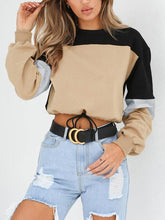 Splice Round Neck Long Sleeve Colorful Sweatshirts