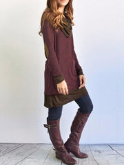 Color Matching Plain Woman Daily Shift Dress