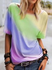 Round neck Colorful women short sleeve T-shirts