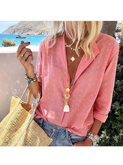 Casual Printed Long Sleeve Single-Breasted Blouses