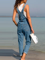 Women plain stylish demin long jumpsuits
