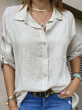 Casual Pure Lapel Long sleeve Blouses