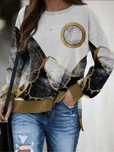 Casual Loose Landscape print Round neck Long sleeve Sweatshirts
