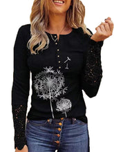 Round neck wowen long sleeve printed fashion T-shirts