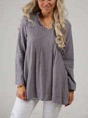 Casual Pure V neck Long sleeve Blouses