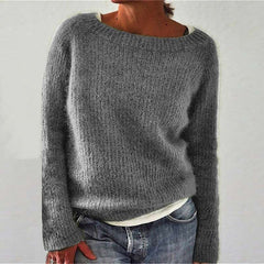 Casual Pure Round neck Long sleeve Knit Sweaters