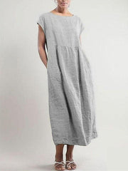 Round Neck Plain Loose Casual Maxi Dresses
