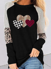 Casual Heart print Round neck Gored Long sleeve T-Shirts