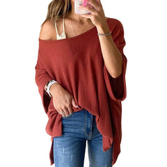 Casual Loose Pure Knit Half sleeve Irregular T-Shirts