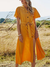 Casual Pure V neck Short sleeve Fastener Lacing Maxi Dresses
