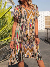Casual Loose Stripe V neck Short sleeve Shift Dresses