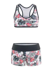 Sexy leaf printed two pieces bikini swimwear