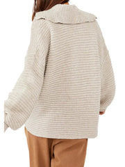 Loose solid color long-sleeve knit sweater women's V-neck sweaters