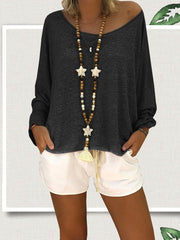 Autumn Round Neck Long Sleeve Woman Simple Casual T-Shirts