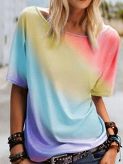 Round neck Colorful women short sleeve T-shirts