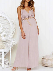 Slim and sexy halter Skater plain fashion jumpsuits