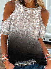 Crew Neck Floral-Print Cotton-Blend Statement Shirts & Tops