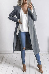 Fashion Long Sleeves Causal Outerwear In Grey