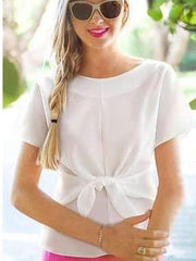 Round neck Bowknot Short sleeve T-Shirts