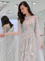 Fashion elegant star long round neck evening dresses