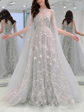 Fashion elegant star long round neck evening dresses
