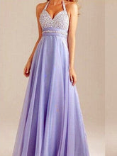 Purple Sexy Halter Beaded Backless Party dress Evening Dress