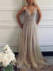 Elegant v neck sleeveless bling sunshine skater dress evening dresses